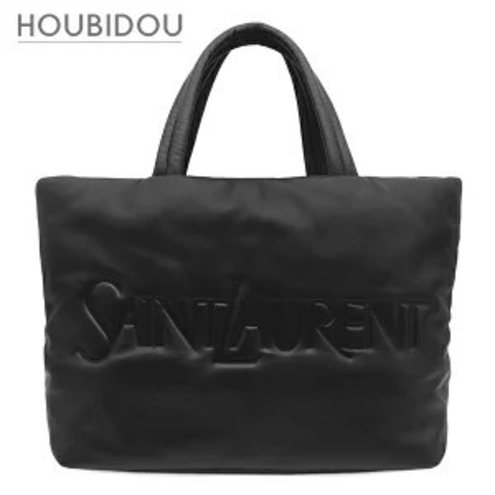 Saint Laurent Yves wide puffer tote bag of nappa leather black